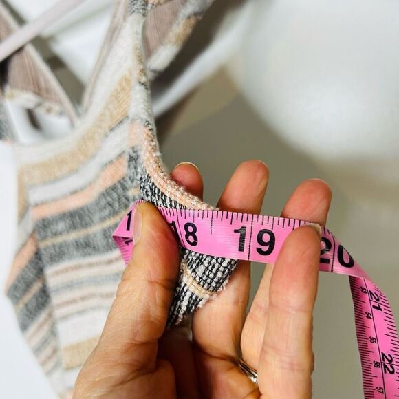 Madewell Peach Blue Gray Yellow Ruffle Sleeve Knit Tank Top - Picture 7 of 8